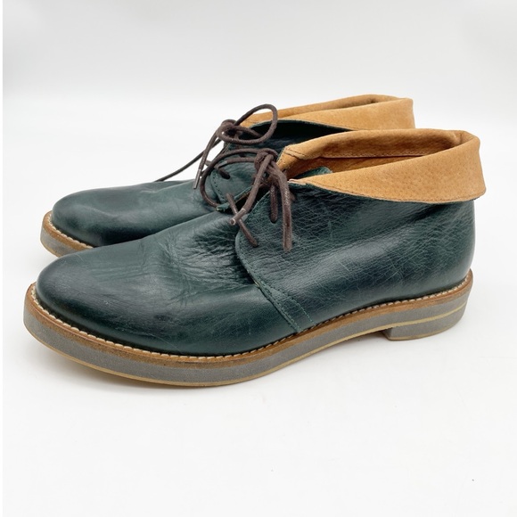 Green Soft Leather Lace Up Bootie Shoe.  Size 39 - Picture 3 of 7
